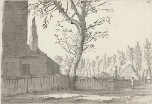 High Street at the Manor House, Marylebone by Samuel Hieronymus Grimm, drawing, 1772