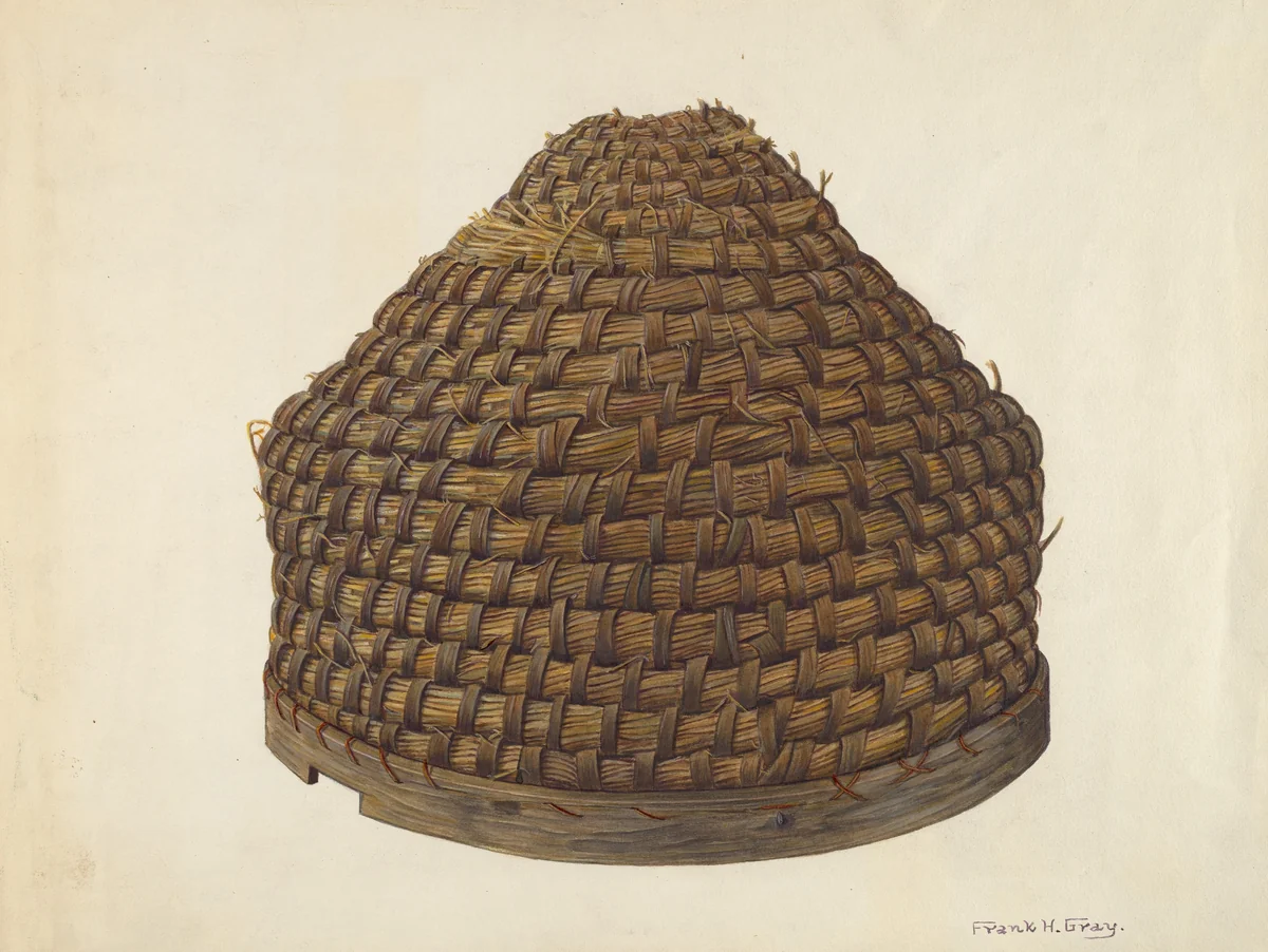 Straw Bee Hive by Frank Gray, index of american design, 1940