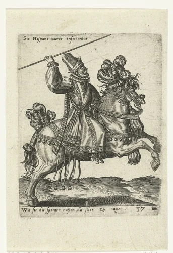 Spaanse picador te paard by Unknown, print, 1577