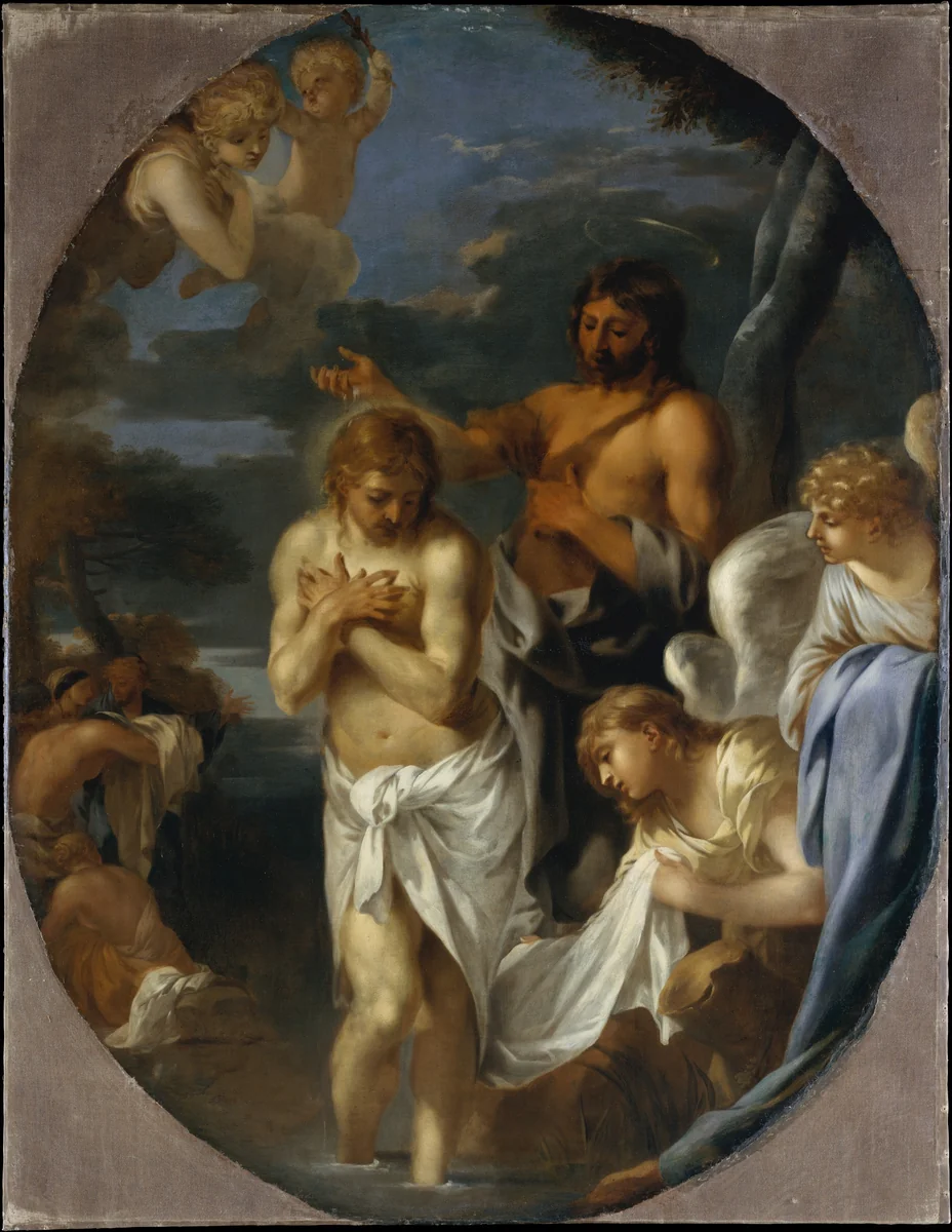 The Baptism of Christ by Sébastien Bourdon, painting, 1645-1655