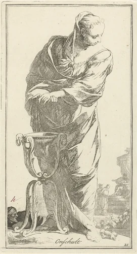 Personificatie van de onschuld by Arnold Houbraken, print, 1710-1719