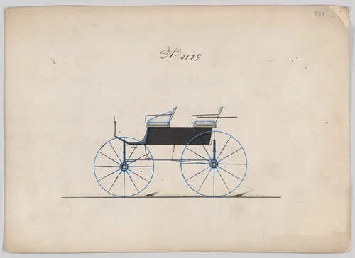Design for 4 seat Phaeton, no top, no. 3149 by Brewster & Co., drawing, 1875
