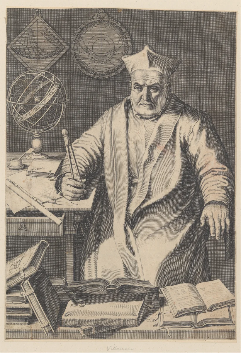 Portrait of Cardinal Christopher Clavius by Francesco Villamena, print, 1606