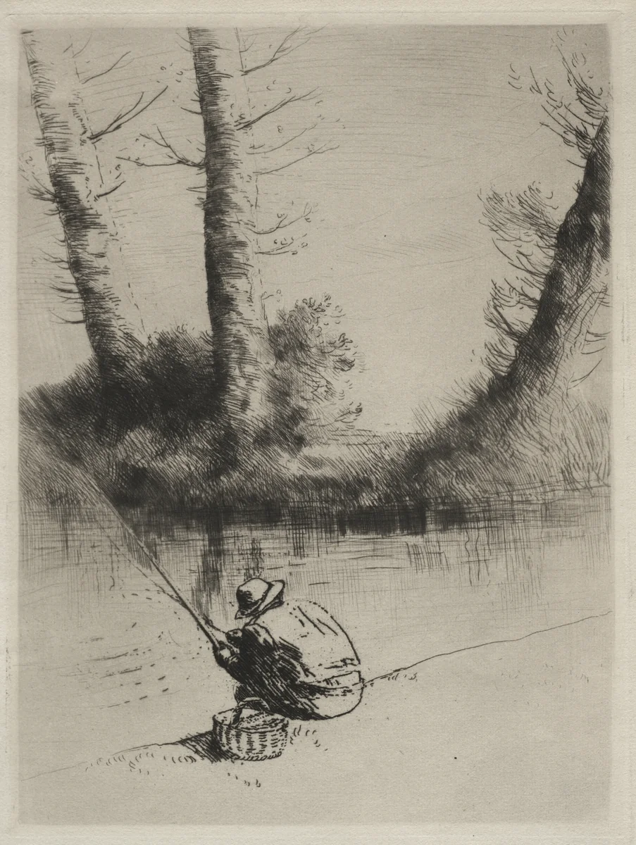 Le Pêcheur à la Ligne by Alphonse Legros, print, 1857-1911