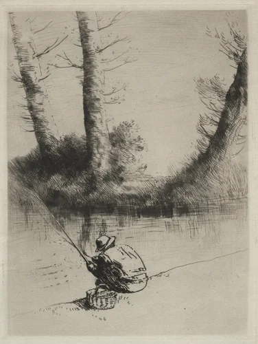 Le Pêcheur à la Ligne by Alphonse Legros, print, 1857-1911