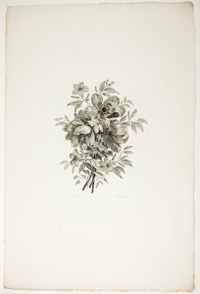 Bouquet with Poppies, from Collection of Different Bouquets of Flowers, Invented and Drawn by Jean Pillement and Engraved by P. C. Canot by Jean Baptiste Pillement, print, 1760