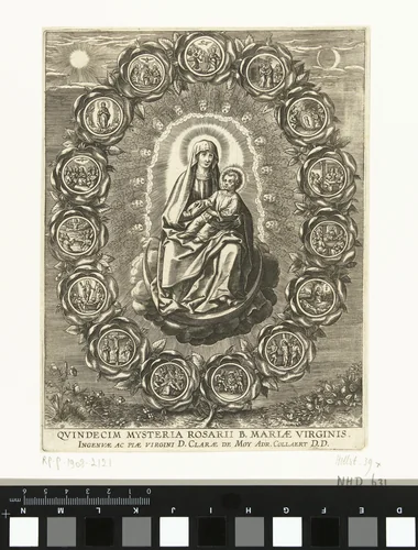 Vijftien mysteries van de rozenkrans by Unknown, print, 1570-1618