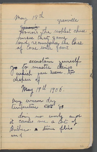 Sketchbook, page 019: Notes by Maurice Prendergast, book, 1905-1910