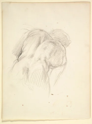 Study for a male figure in "Comus–The Measure" (recto); Reclining male nude (verso) by George Richmond, drawing, 1864