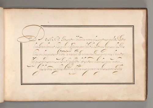 Calligraphic Exercise in French (Cursive Script) by anonymous, book, 1600-1625