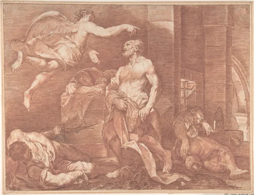 Saint Peter Released from Prison by anonymous, drawing, 1600-1700