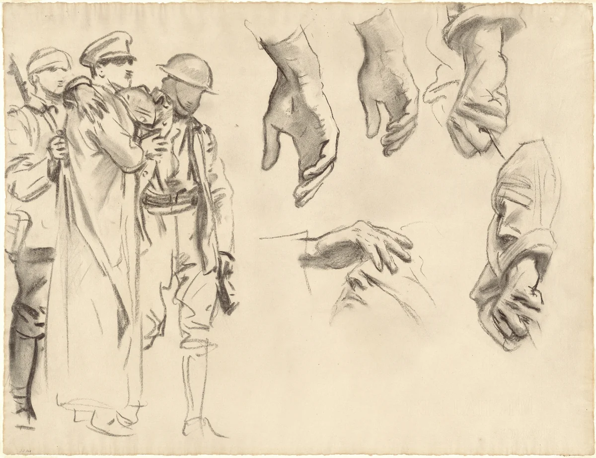 Studies for "Gassed" by John Singer Sargent, drawing, 1918-1919