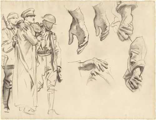 Studies for "Gassed" by John Singer Sargent, drawing, 1918-1919