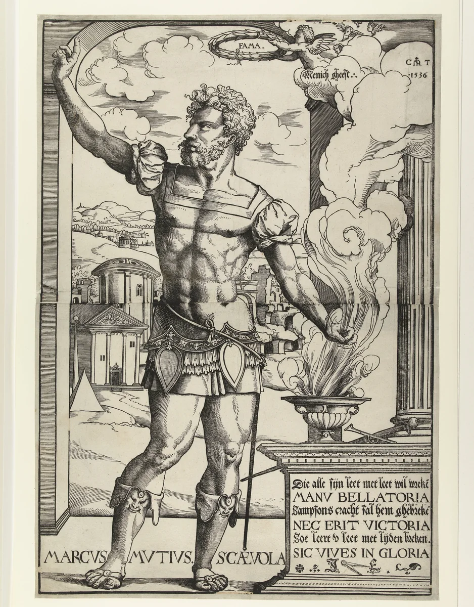 Marcus Mucius Scaevola by Unknown, print, 1536