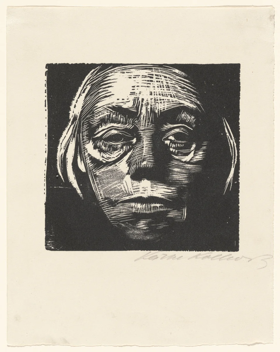 Frontal Self-Portrait (Selbstbildnis von vorn), state XIV/XIV by Käthe Kollwitz, print, 1922