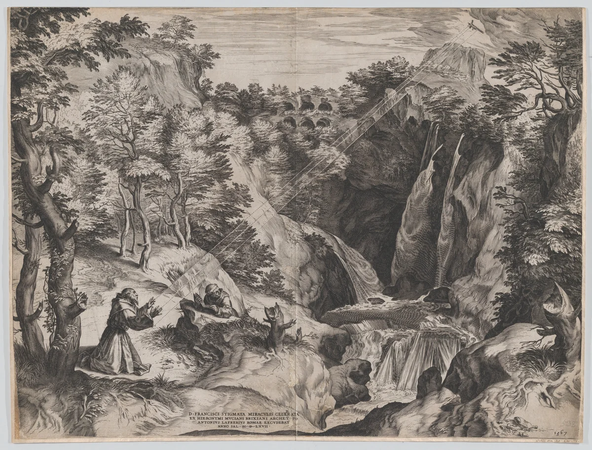 St Francis Receives the Stigmata by Cornelis Cort, print, 1567