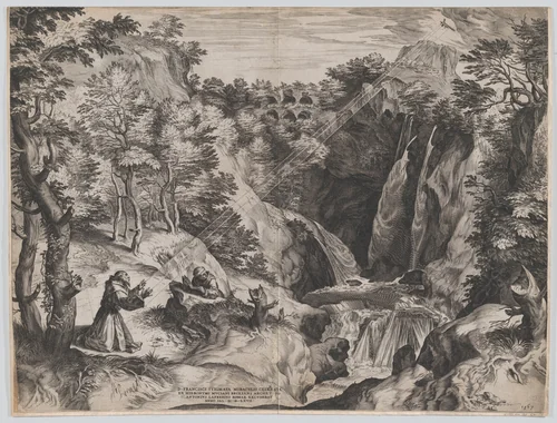 St Francis Receives the Stigmata by Cornelis Cort, print, 1567
