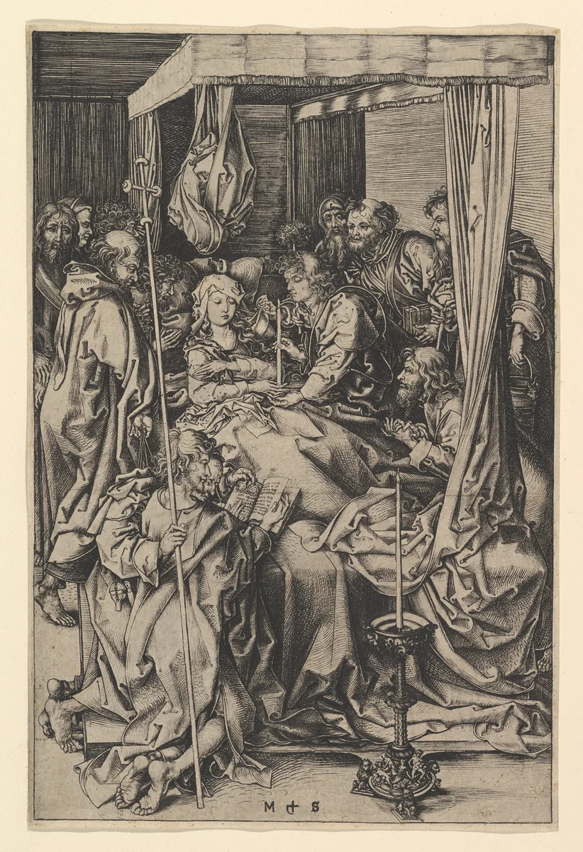 The Death of the Virgin by Martin Schongauer, print, 1470-1475