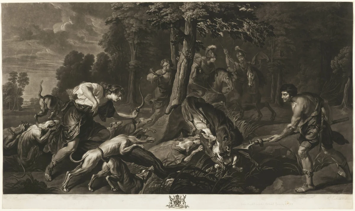 The Calydonian Boar Hunt, from the Houghton Gallery by Richard Earlom, print, 1781