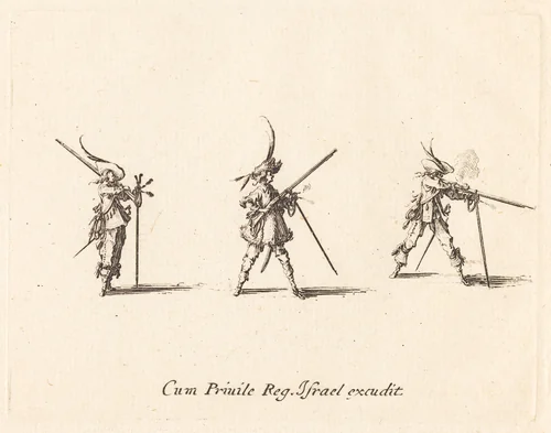 Firing the Musket by Jacques Callot, print, 1634-1635