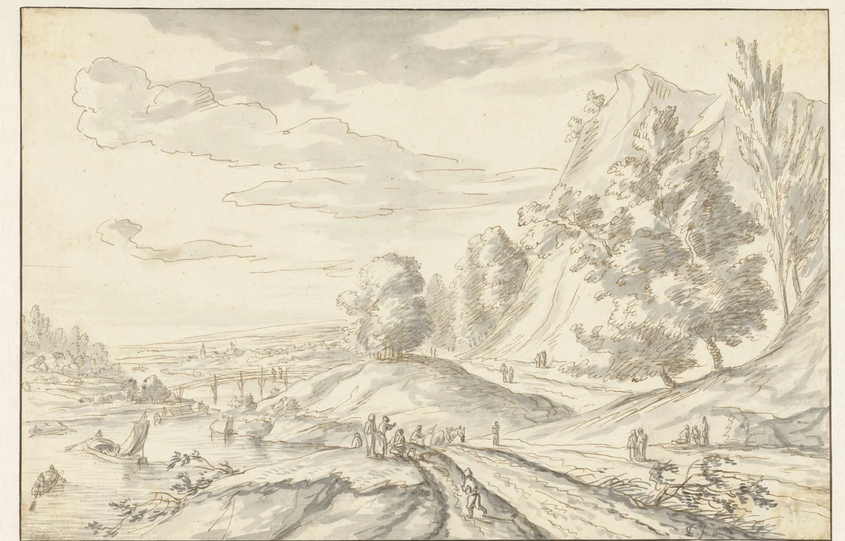 Berglandschap by Louis Chalon, drawing, 1697-1741