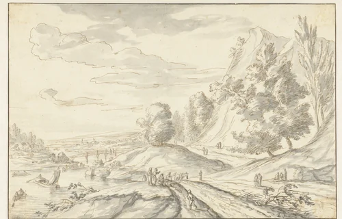 Berglandschap by Louis Chalon, drawing, 1697-1741