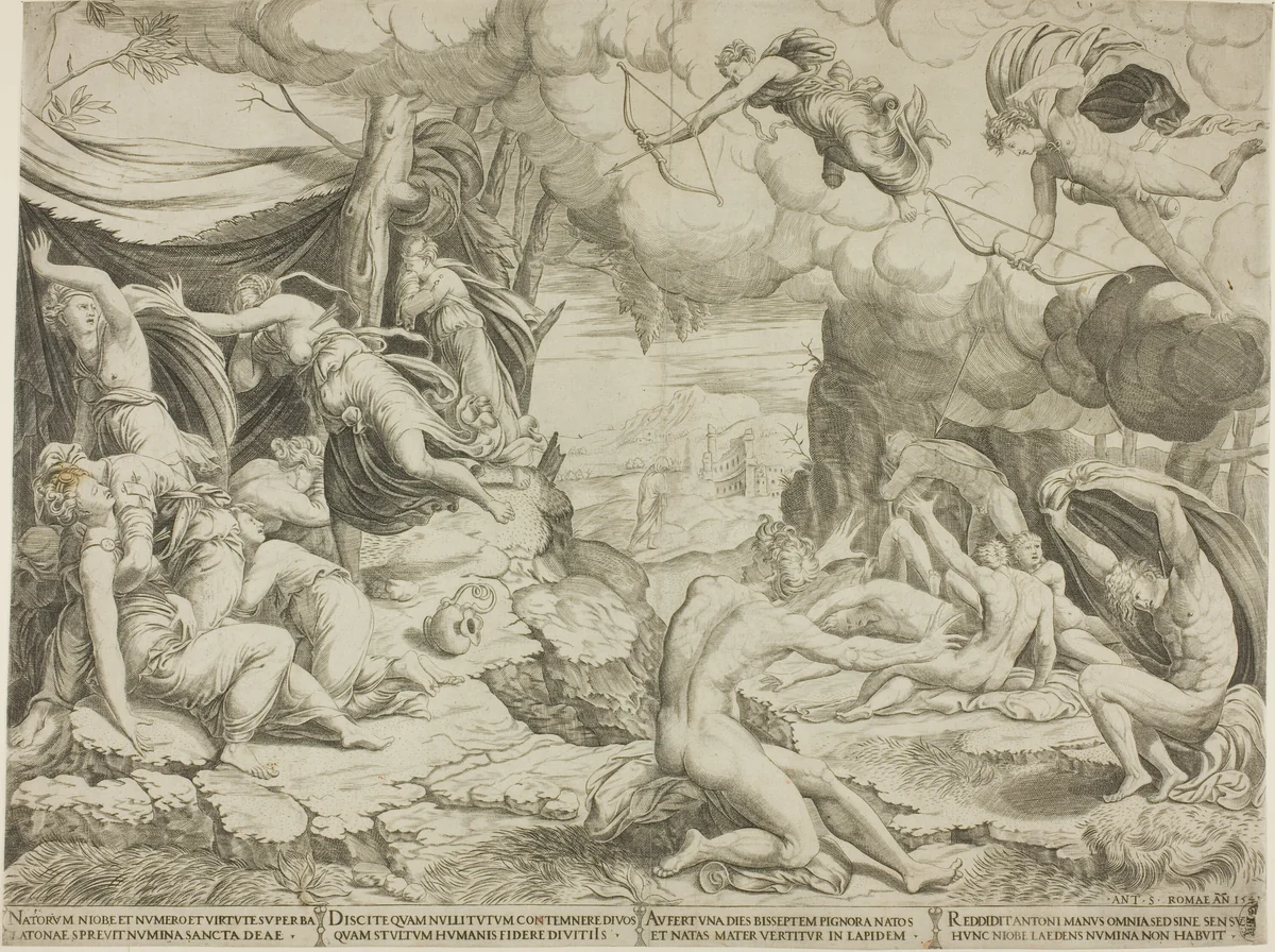 The Death of the Children of Niobe by Francesco Salviati, print, 1541