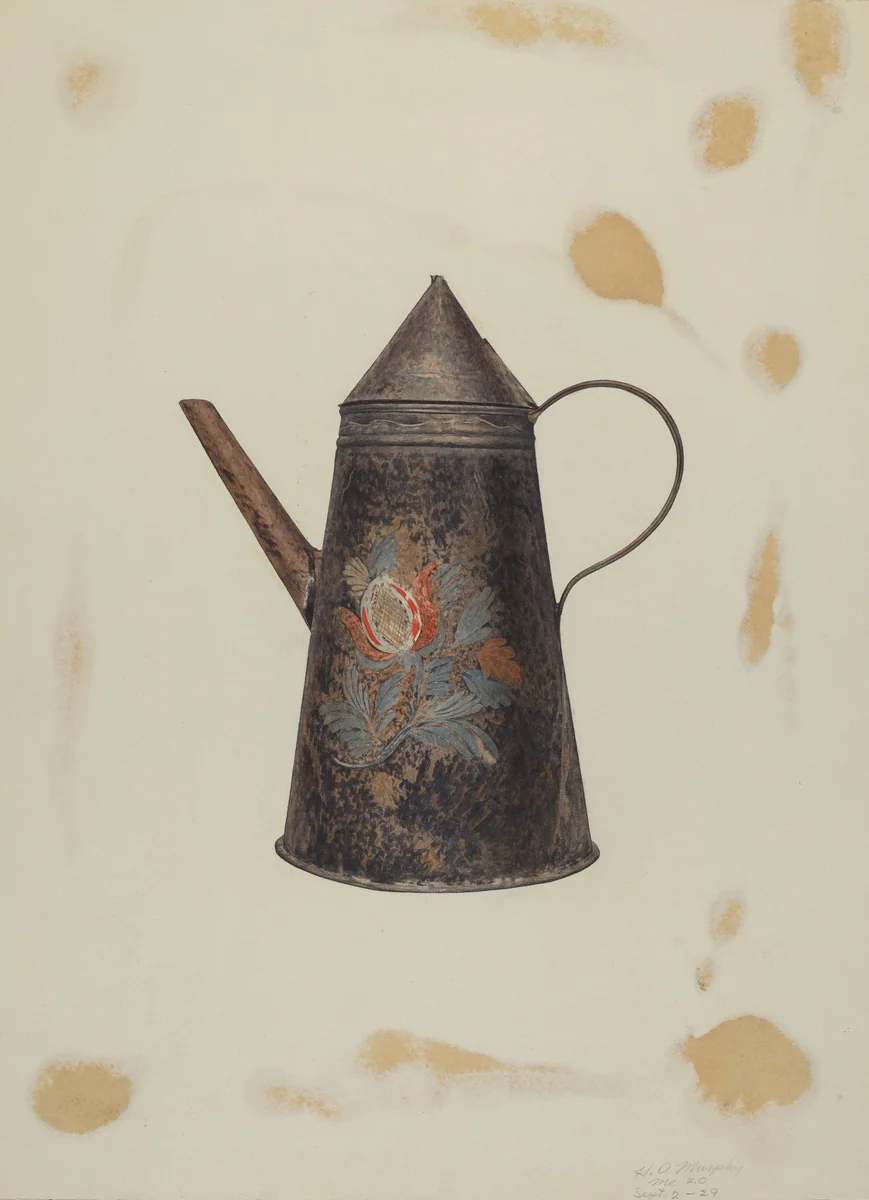 Toleware Teapot by Henry Murphy, index of american design, 1935-1942