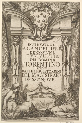 Frontispiece for "Instructions for Chancellors" (Instruzione a' Cancellieri) by Stefano della Bella, print, 1635
