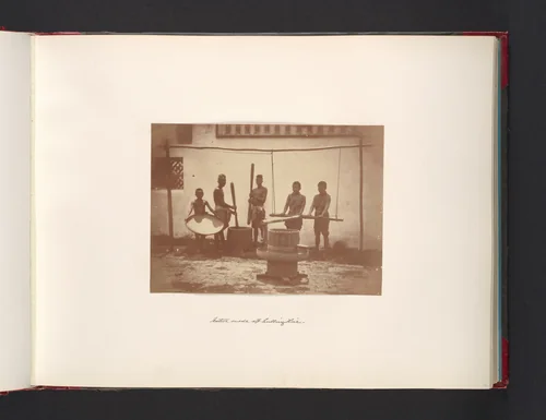 Native Mode of Hulling Rice by John Thomson, photograph, 1865