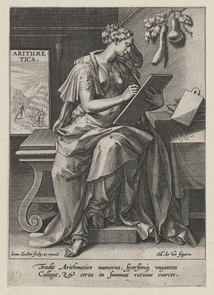 Arithmetica, from "The Seven Liberal Arts" by Johann Sadeler I, print, 1565-1575