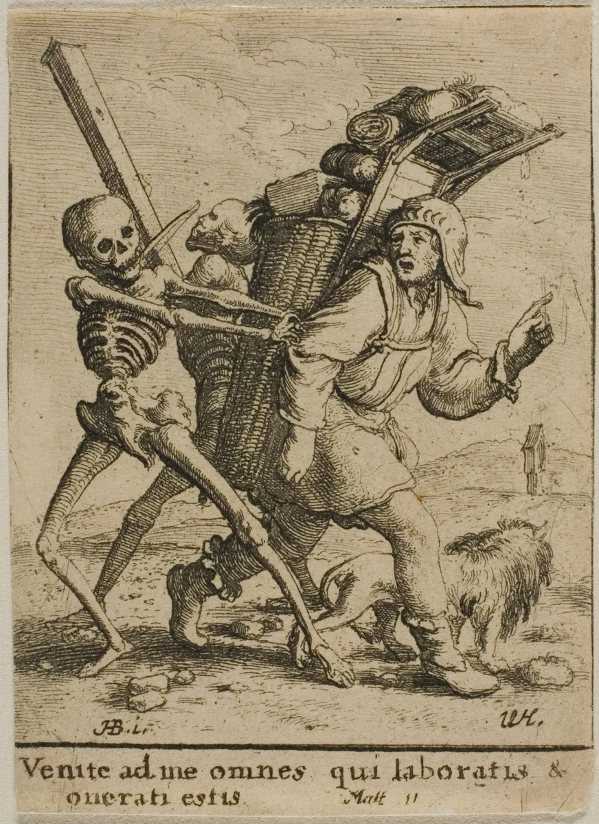 The Peddlar and Death by Wenceslaus Hollar
Hans Holbein the younger, print, 1651