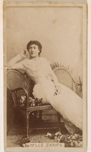 M'lle Zampa, from the Actresses series (N245) issued by Kinney Brothers to promote Sweet Caporal Cigarettes by Kinney Brothers Tobacco Company, photograph, 1890