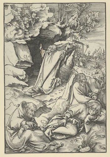Christ on the Mount of Olives, from "The Passion" by Lucas Cranach, print, 1472-1553