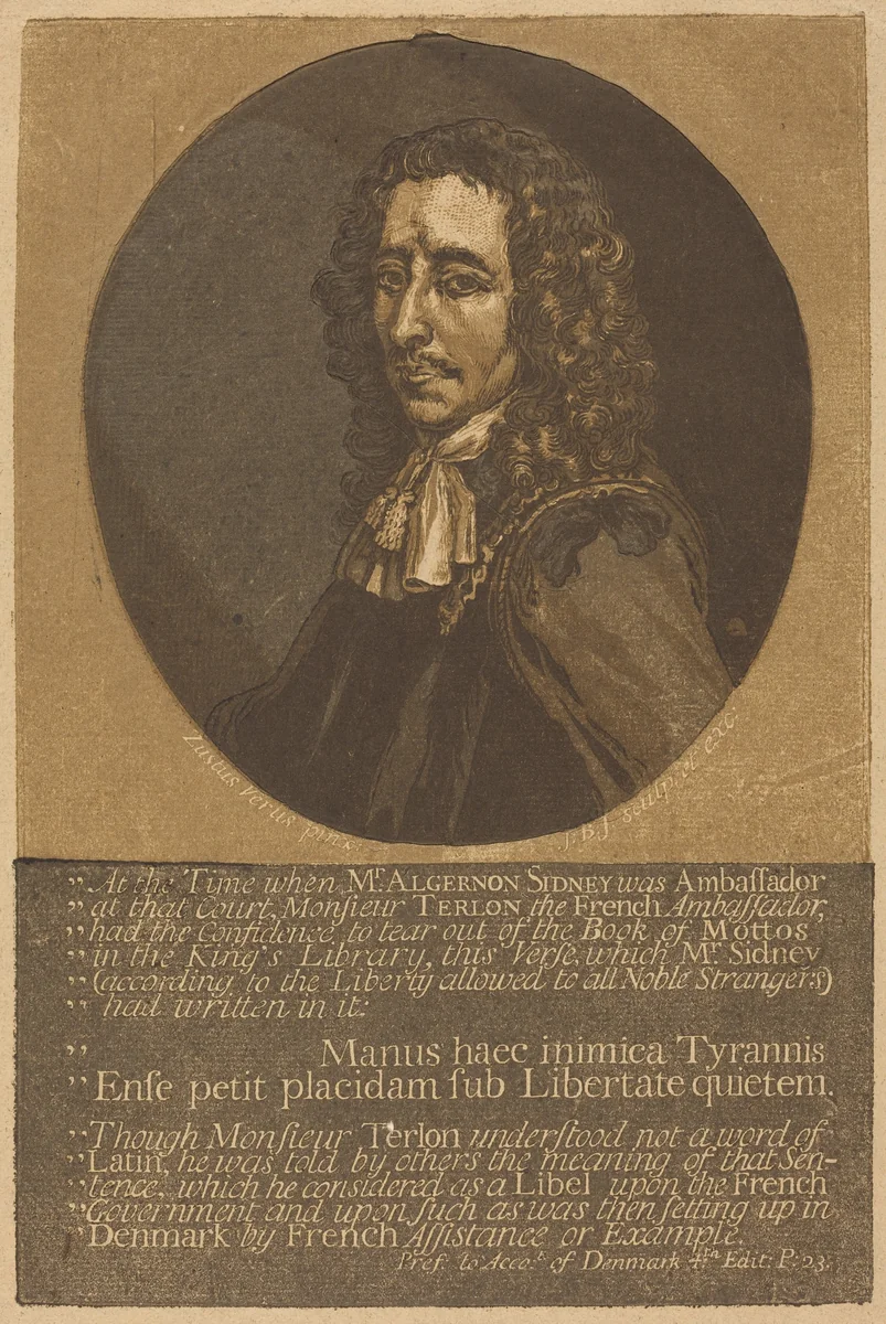 Algernon Sidney by John Baptist Jackson, print, 1712-1722