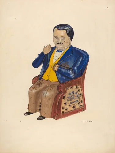 Metal Toy Bank: Tammany Bank by George File, index of american design, 1938