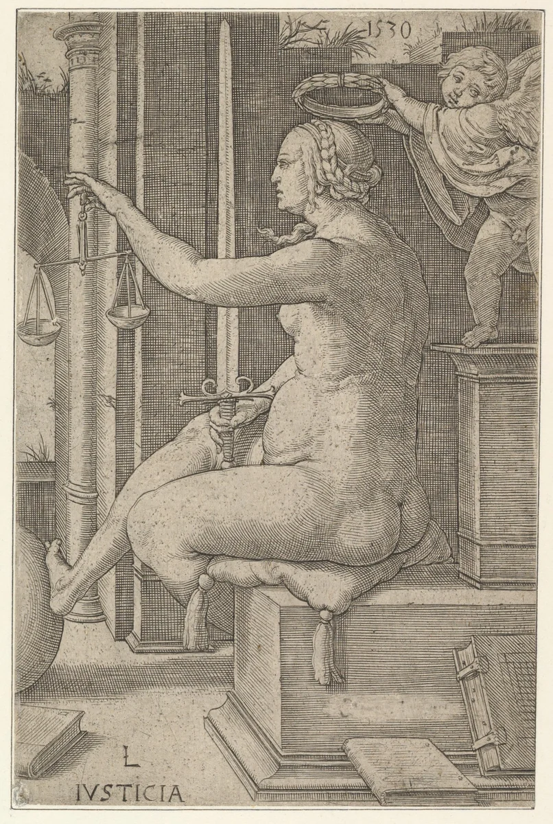 Justice, from the series The Virtues by Lucas van Leyden, print, 1530