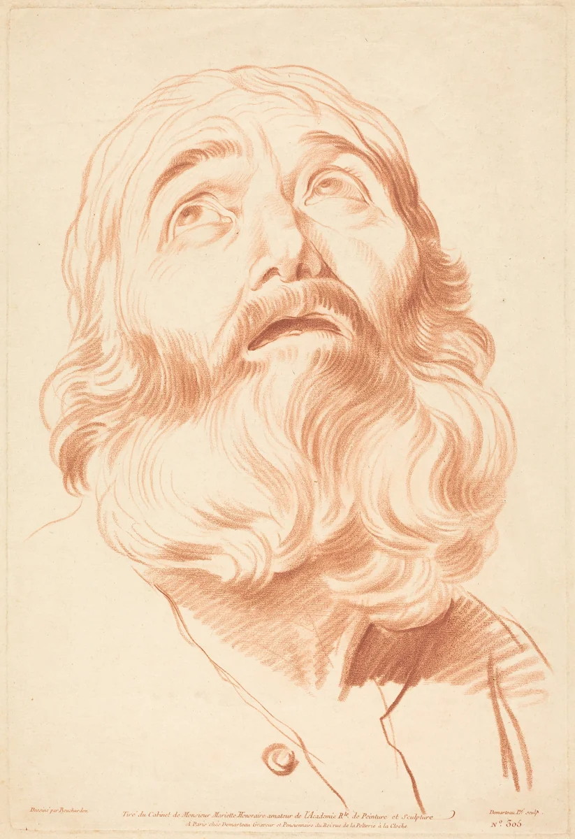 Head of a Man by Gilles Demarteau the Elder, print, 1722-1776
