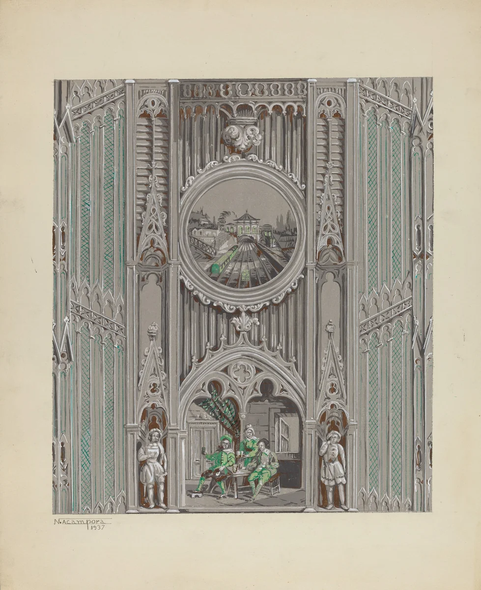 Wall Paper and Border by Nicholas Acampora, index of american design, 1937