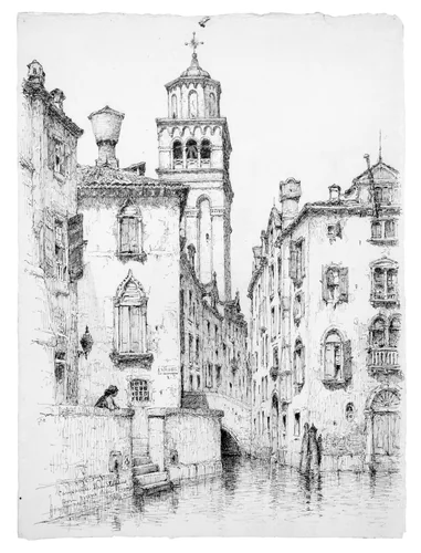 Campanile San Stefano, Venice by Andrew Fisher Bunner, artwork, 1841-1897