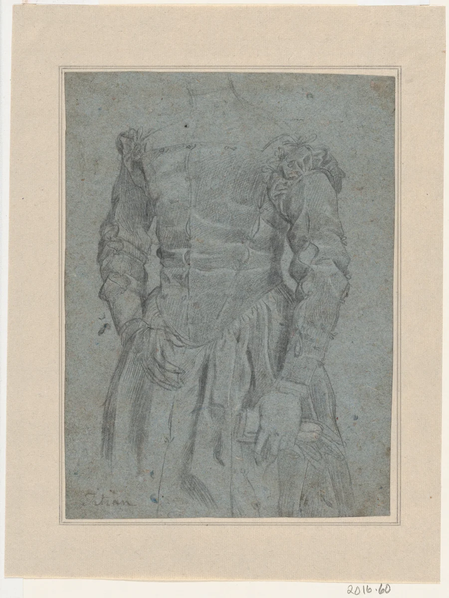 Study of a Woman’s Dress for a Portrait by anonymous, drawing, 1535-1565