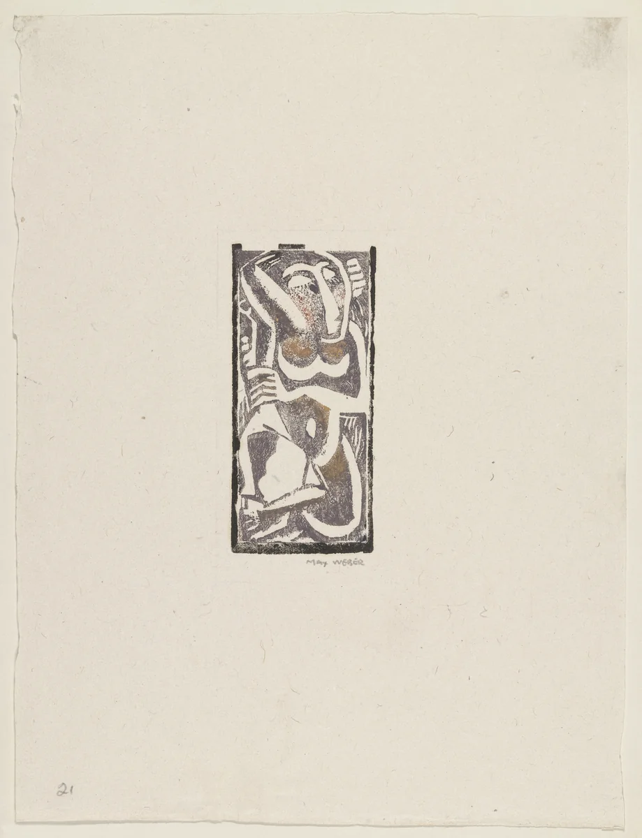 Nude with Upraised Arm by Max Weber, print, 1919