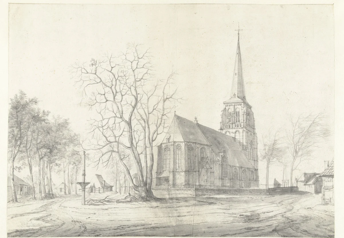 Kerk van de H. Michaël te Sint Michielsgestel by Jan Abrahamsz. Beerstraten, drawing, 1637-1700