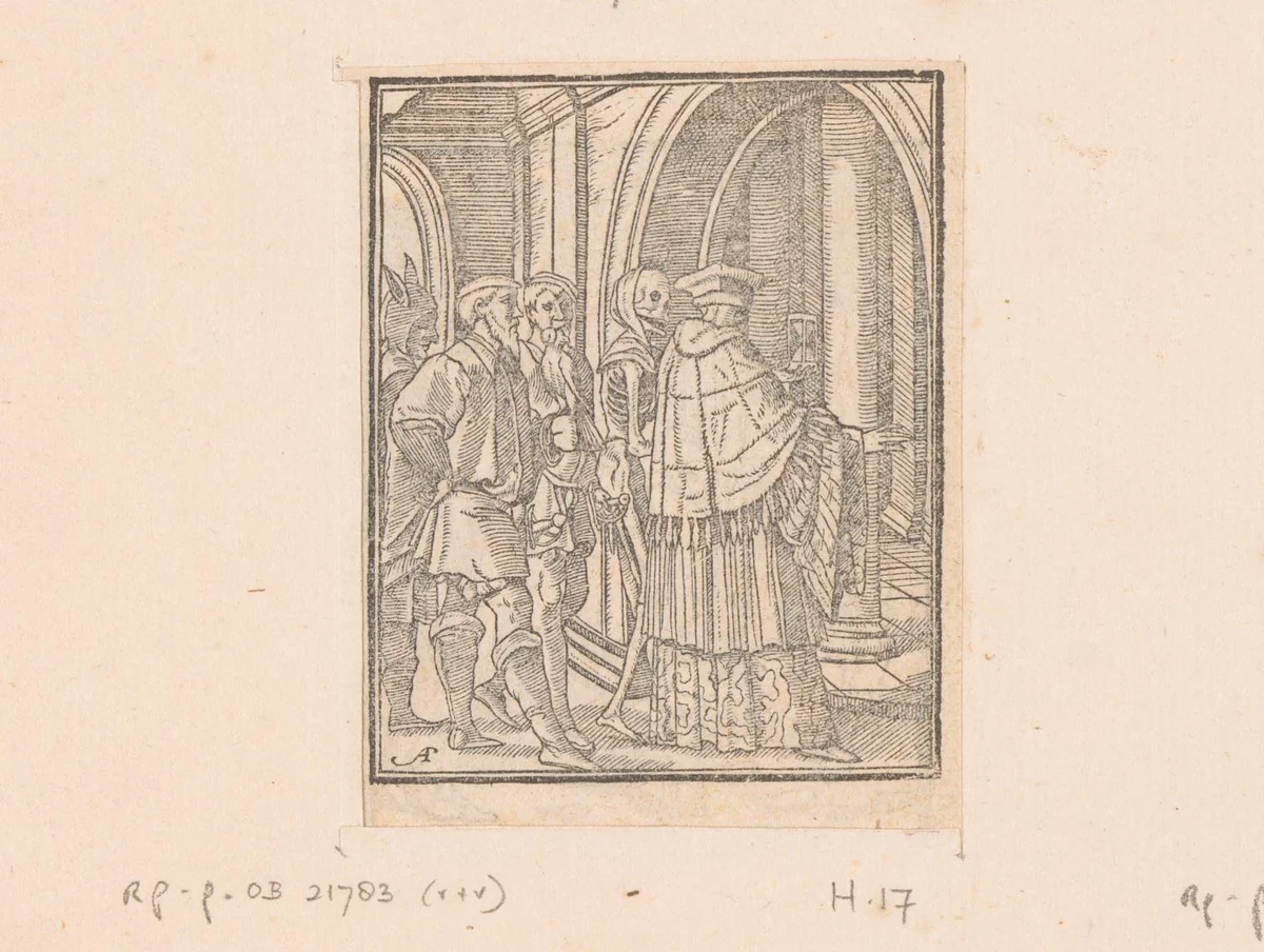 Deken met de Dood by anonymous, print, 1547