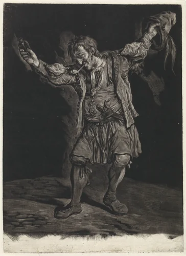 De Oost-Indiëvaarder, 1695 by Cornelis Dusart, print, 1695-1704