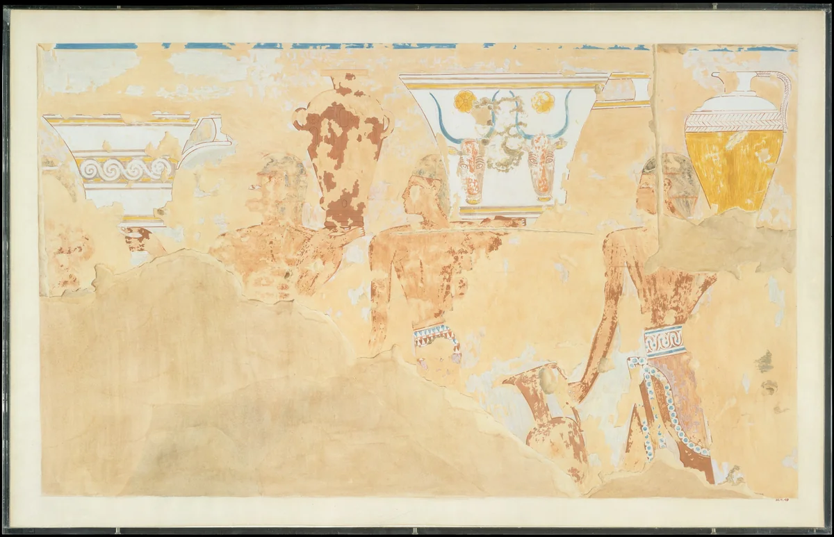 Fragmentary Scene of Foreigners, Tomb of Senenmut by Nina de Garis Davies, artwork, -1473--1458