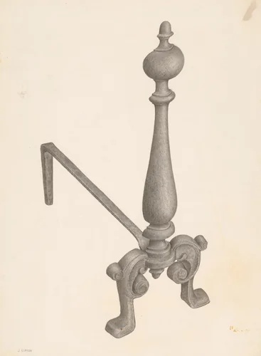 Andiron (one of pair) by Jacob Lipkin, index of american design, 1940