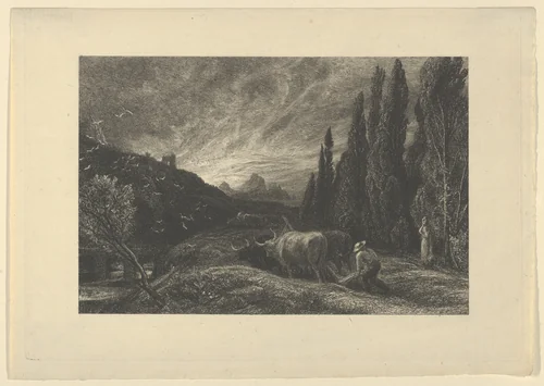 The Early Ploughman, or The Morning Spread Upon the Mountains by Samuel Palmer, print, 1850-1861
