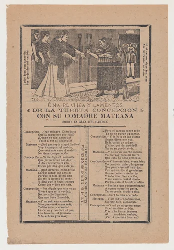 Broadsheet relating to a dialogue between Concepcion and her friend Mateana by José Guadalupe Posada, print, 1903