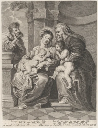 The Holy Family with Saint Elizabeth and the infant Saint John the Baptist by Jan Witdoeck, print, 1635-1653